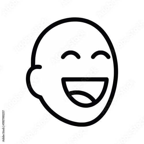 Minimalist vector line art of a joyful laughing face. Perfect for positive branding, mental wellness, happiness icons, and cheerful emoji projects.