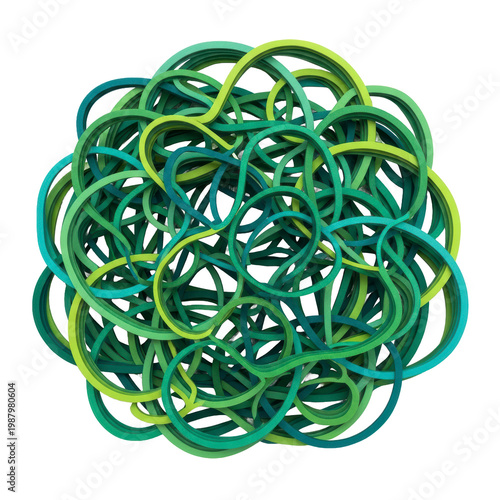 Wallpaper Mural Tangled green lines abstract art on black Torontodigital.ca