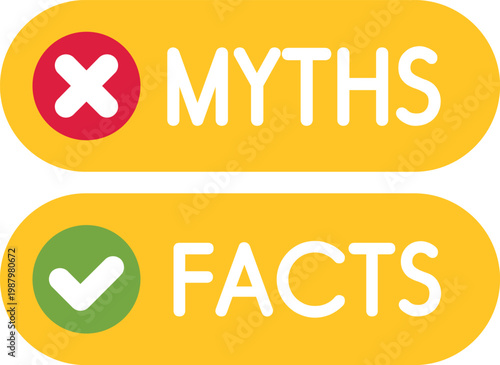 Graphic showing red cross for myths and green checkmark for facts