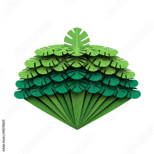 Wallpaper Mural Layered green leaves paper cut art Torontodigital.ca