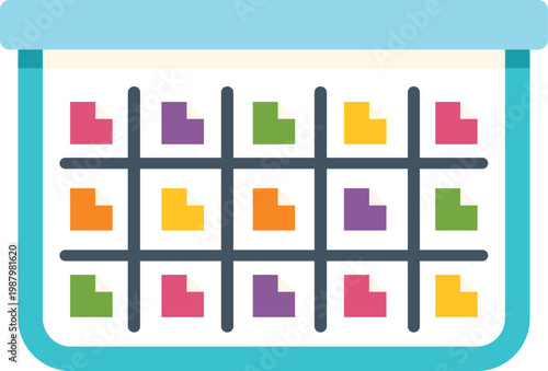 Colorful candies arranged inside an open flat chocolate box