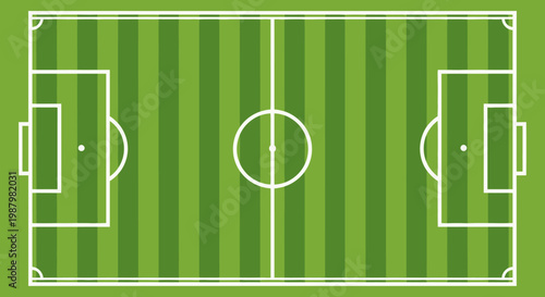 a green soccer field with white lines.