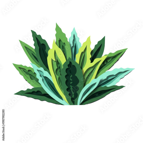 Wallpaper Mural Layered paper cutout agave plant illustration Torontodigital.ca