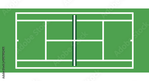 Tennis court layout with white lines.