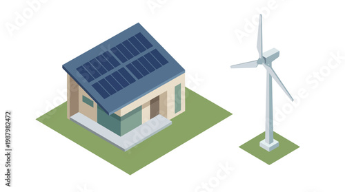 Isometric illustration of plants connected to a watering system isolated on white