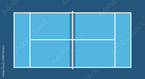 Tennis court lines on blue surface.
