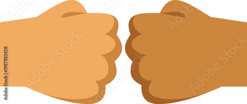 Fotografie Two hands with different skin tones making a fist bump gesture representing unit