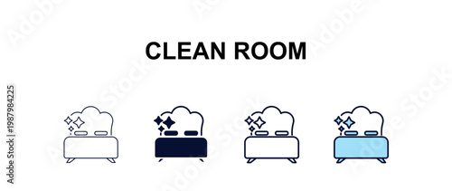 clean room multi-style outline icon set - cleaning concept. Thin line, regular, filled, colored clean room icon