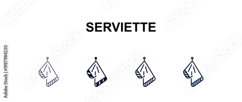serviette multi-style outline icon set - cleaning concept. Thin line, regular, filled, colored serviette icon