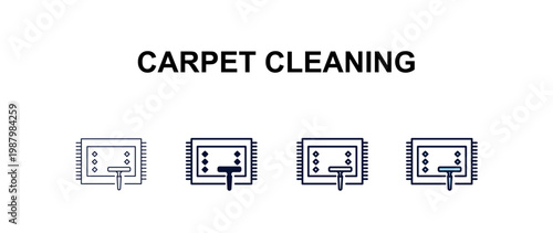 carpet cleaning multi-style outline icon set - cleaning concept. Thin line, regular, filled, colored carpet cleaning icon