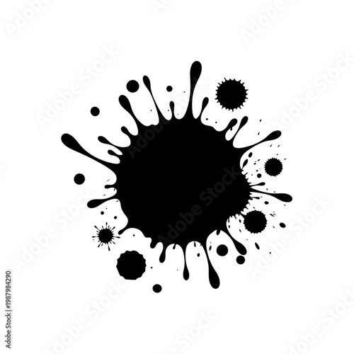 Black Ink Splatter Stain Design Element.