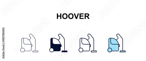 hoover multi-style outline icon set - cleaning concept. Thin line, regular, filled, colored hoover icon