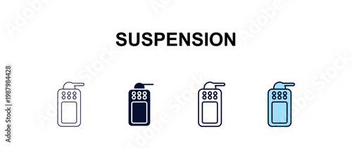 suspension multi-style outline icon set - cleaning concept. Thin line, regular, filled, colored suspension icon