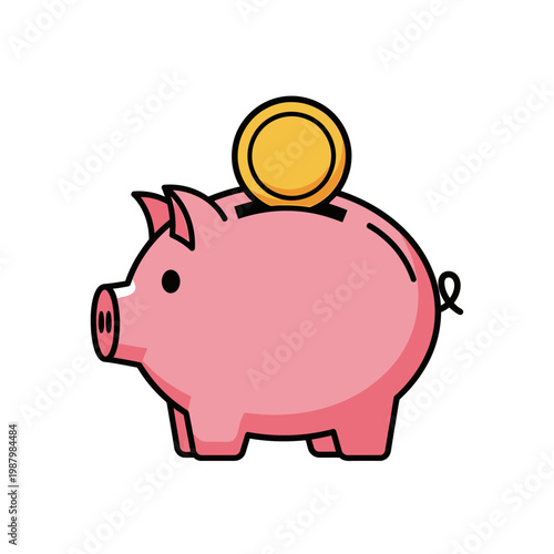 Pink Pig with Coin on Back.