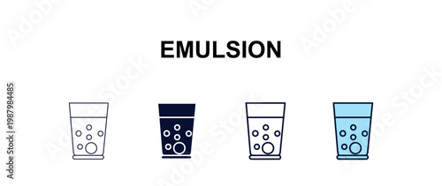 emulsion multi-style outline icon set - cleaning concept. Thin line, regular, filled, colored emulsion icon