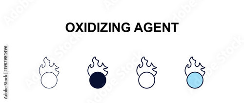 oxidizing agent multi-style outline icon set - cleaning concept. Thin line, regular, filled, colored oxidizing agent icon