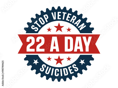 Stop veteran suicides awareness campaign emblem with text and stars