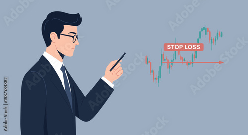 Bitcoin Flat minimalist illustration of crypto trading discipline, b