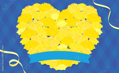 ハート型の黄色カーネーションの父の日テンプレート_文字なし_横