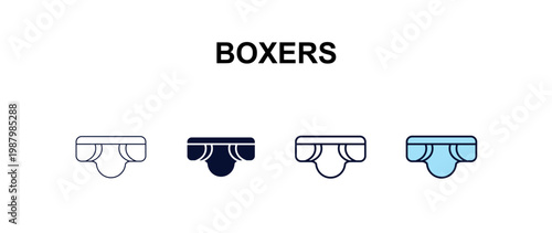 boxers multi-style outline icon set - clothes concept. Thin line, regular, filled, colored boxers icon