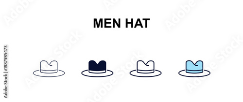 men hat multi-style outline icon set - clothes concept. Thin line, regular, filled, colored men hat icon