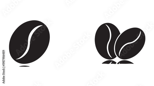 Coffee Beans Illustration in Black and White Minimalist Vector Style