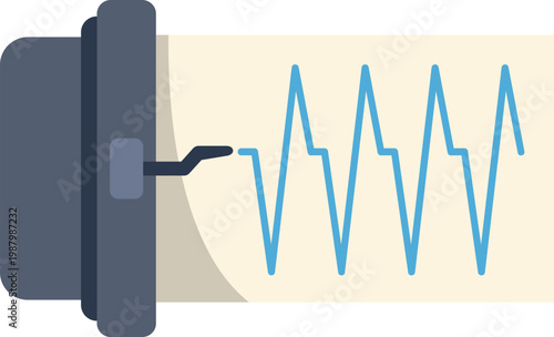 Seismograph instrument recording ground vibrations from an earthquake on a paper chart