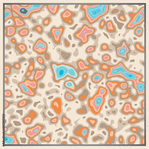 Abstract Background with Contour Forming an Organic Pattern Pastel Color. Minimalist Modern Paper Cut Texture Landscapes Design Vector. Ideal for Use Background in Design Projects, Branding, Posters