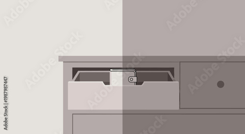 Bitcoin Flat minimalist illustration of crypto safe storage habit b