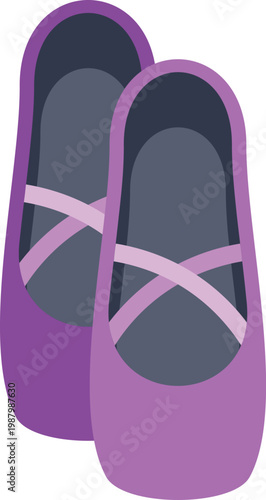 Pair of purple ballet pointe shoes, symbols of classical dance