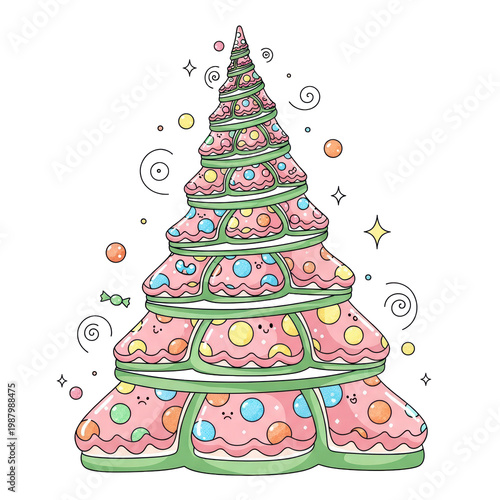 Wallpaper Mural Whimsical pastel Christmas tree made of stacked sweets Torontodigital.ca