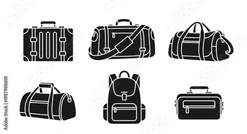 Collection of travel bags and luggage icons.
