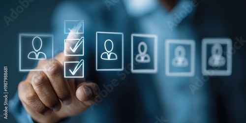 Digital selection process office environment interactive content professional setting close-up view user engagement