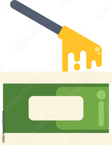 Spatula dipping into a jar of yellow hot wax for hair removal