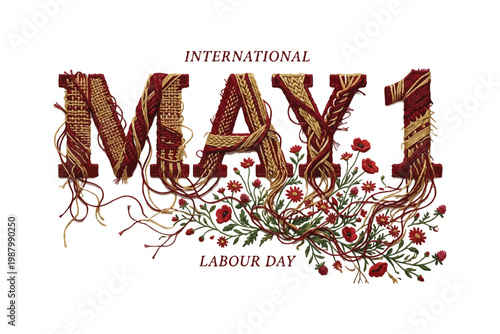 International may day celebration a floral and festive labor day design with red roses