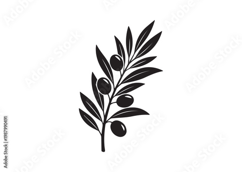 Olive Branch icon, Olive Branch Silhouette vector