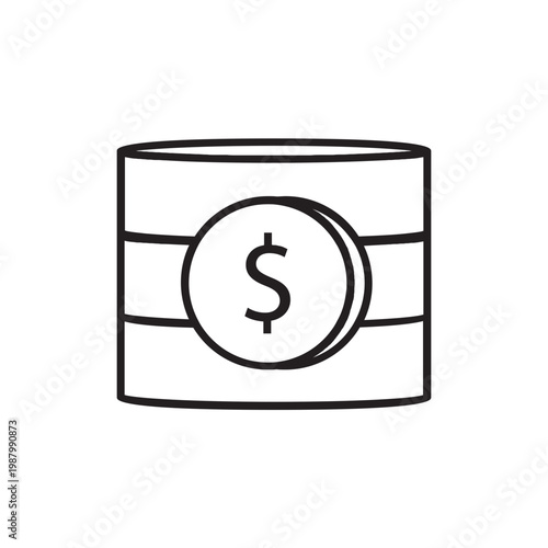 A simple illustration of a dollar coin on a stack.