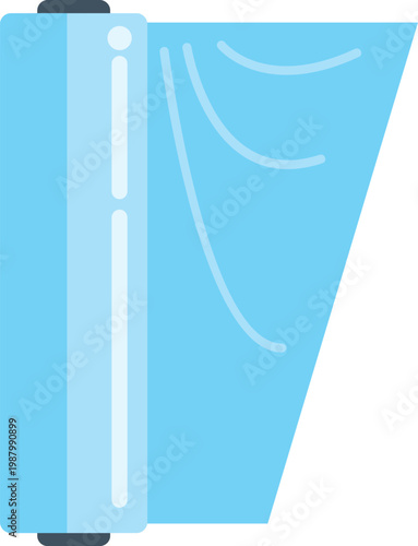 Plastic wrap roll unwrapping, showing clear film for food packaging and household use