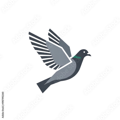 Wallpaper Mural Flat design style flying gray pigeon vector illustration Torontodigital.ca