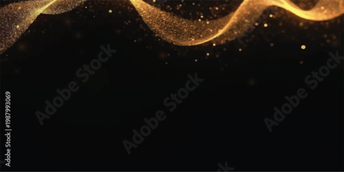 Golden flowing particles and light trails on a dark background with abstract background light effect energy flow particle effect abstract design digital art particles