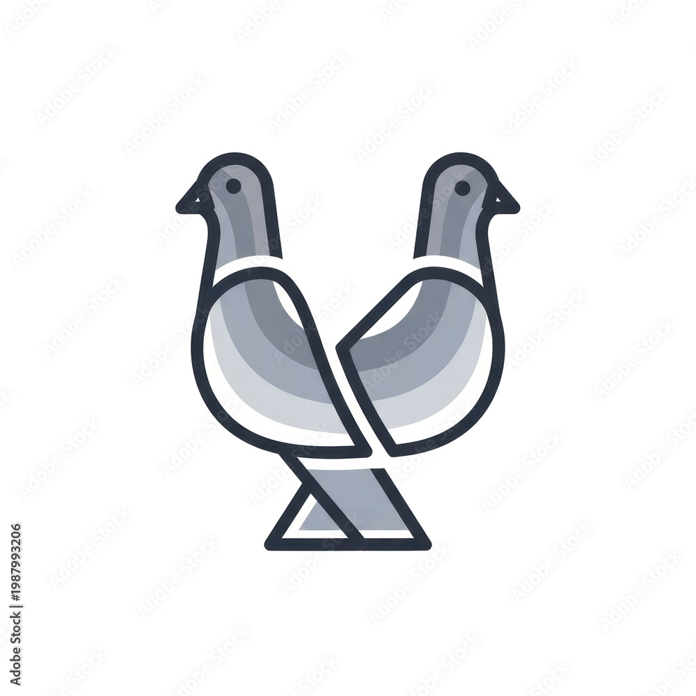 custom made wallpaper toronto digitalStylized gray pigeons simple vector illustration