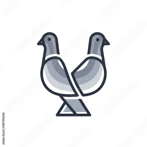 Wallpaper Mural Stylized gray pigeons simple vector illustration Torontodigital.ca