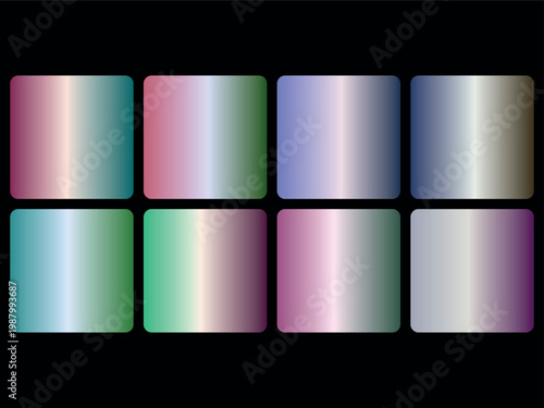 A colorful grid of nine rounded square gradients with various purple, green, blue, and pink hues
