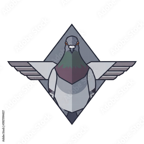 Wallpaper Mural Stylized pigeon emblem with spread wings Torontodigital.ca