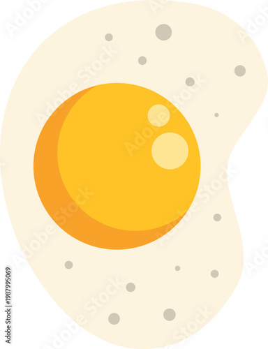 Fried egg with bright yellow yolk and white albumen ready for breakfast