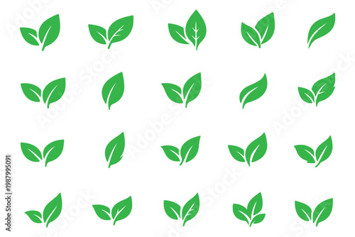 Leaf icon set collection of eco leaves and plant symbols for nature, environment, and organic themes. Leaf icon set. Green leaf symbols. leaf, leaves, nature, vector, icon 