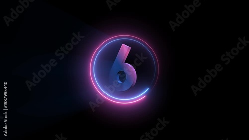 Countdown neon lights numbers. Countdown from 10. Animated background. 4K video