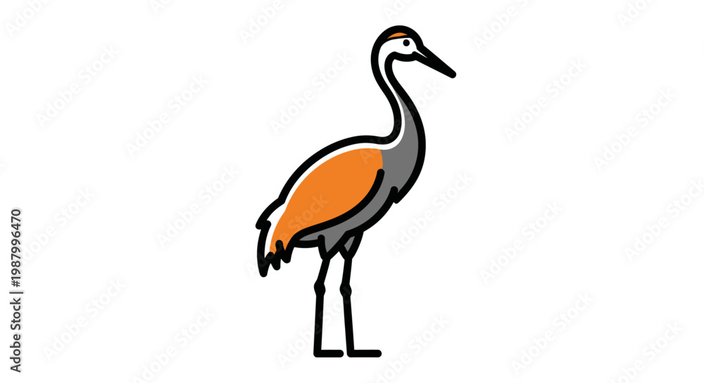 Fototapeta premium Colorful Cartoon Bird Standing Alone.