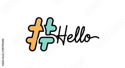 Colorful Hello Greeting Text Logo.