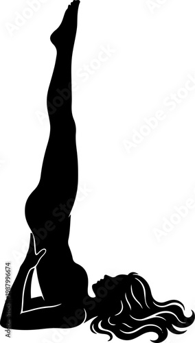 Yoga Woman Silhouette Doing Sarvangasana Design